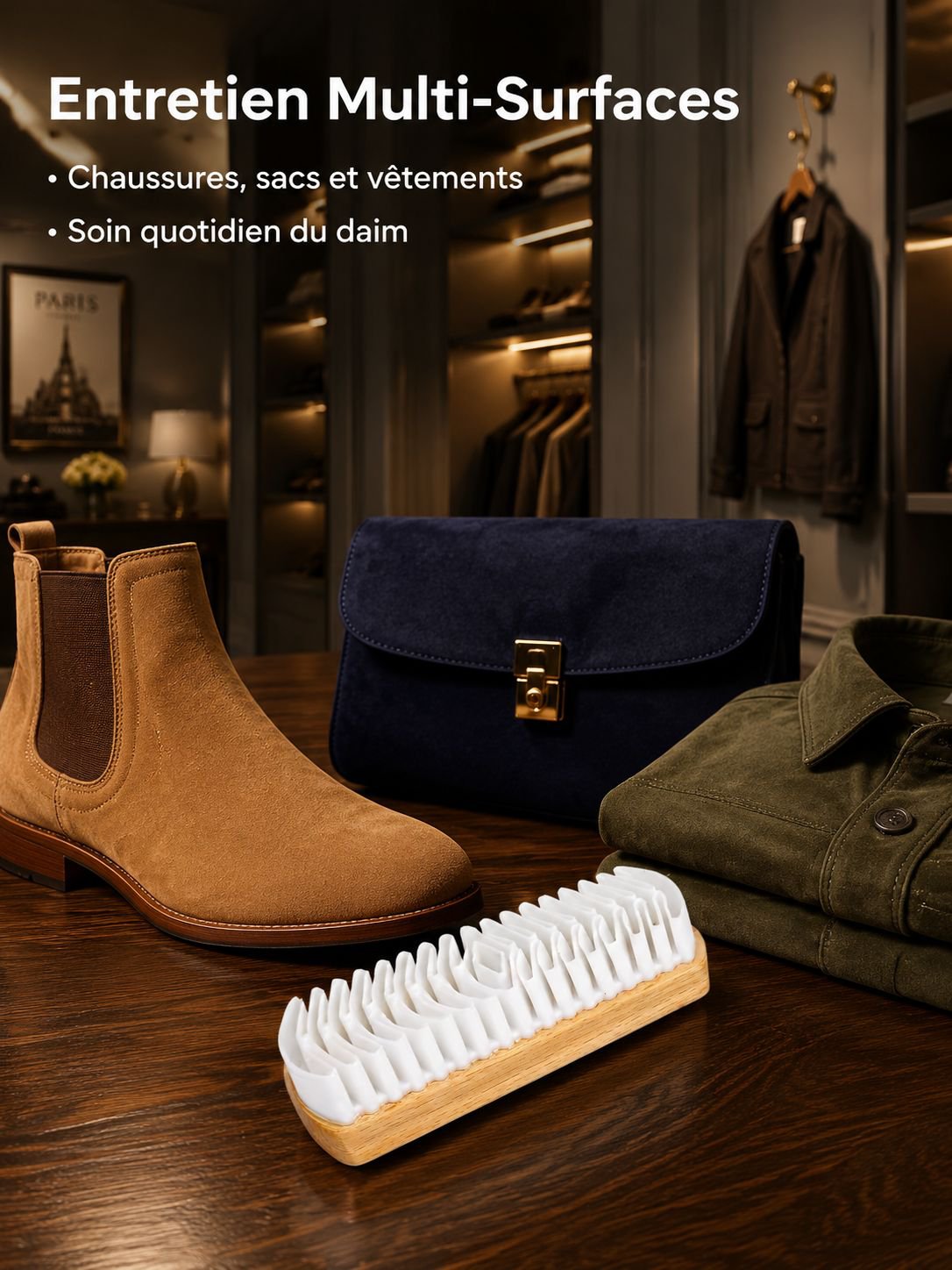 Brosse spéciale pour chaussures en daim