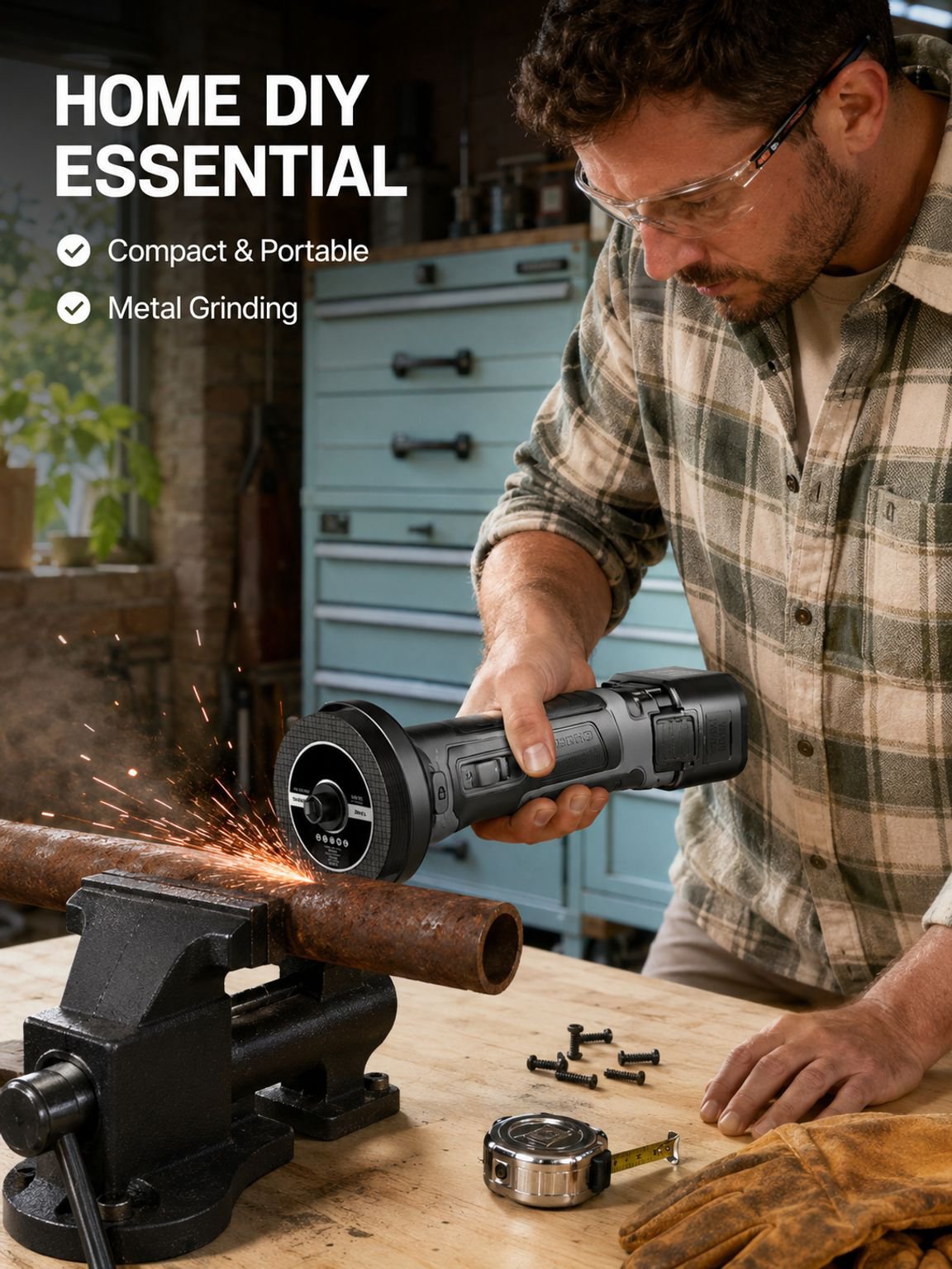 Cordless Handheld Lithium-Ion Angle Grinder Power Tool