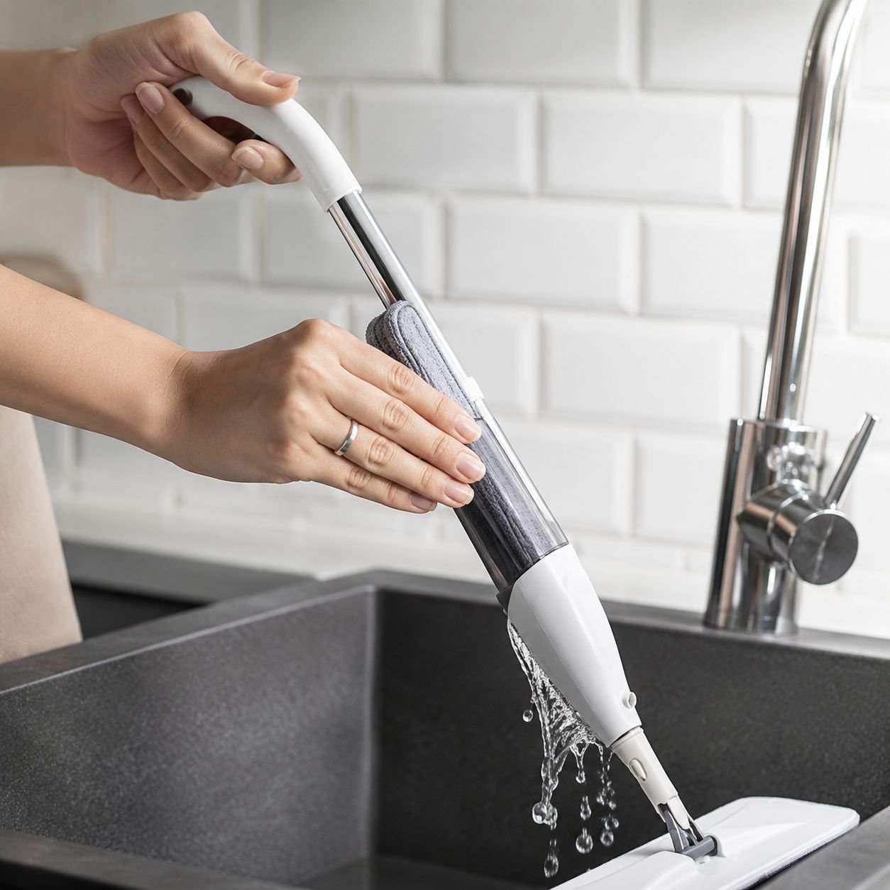 Thickened Hands-Free Spray Flat Mop, Suitable for Wet and Dry Use