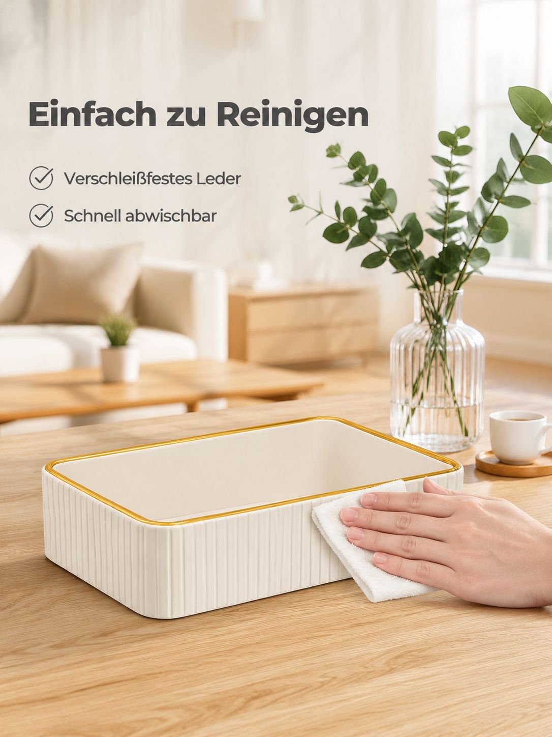 Luxuriöse cremeweiße Aufbewahrungsbox für Schmuck und Kosmetik