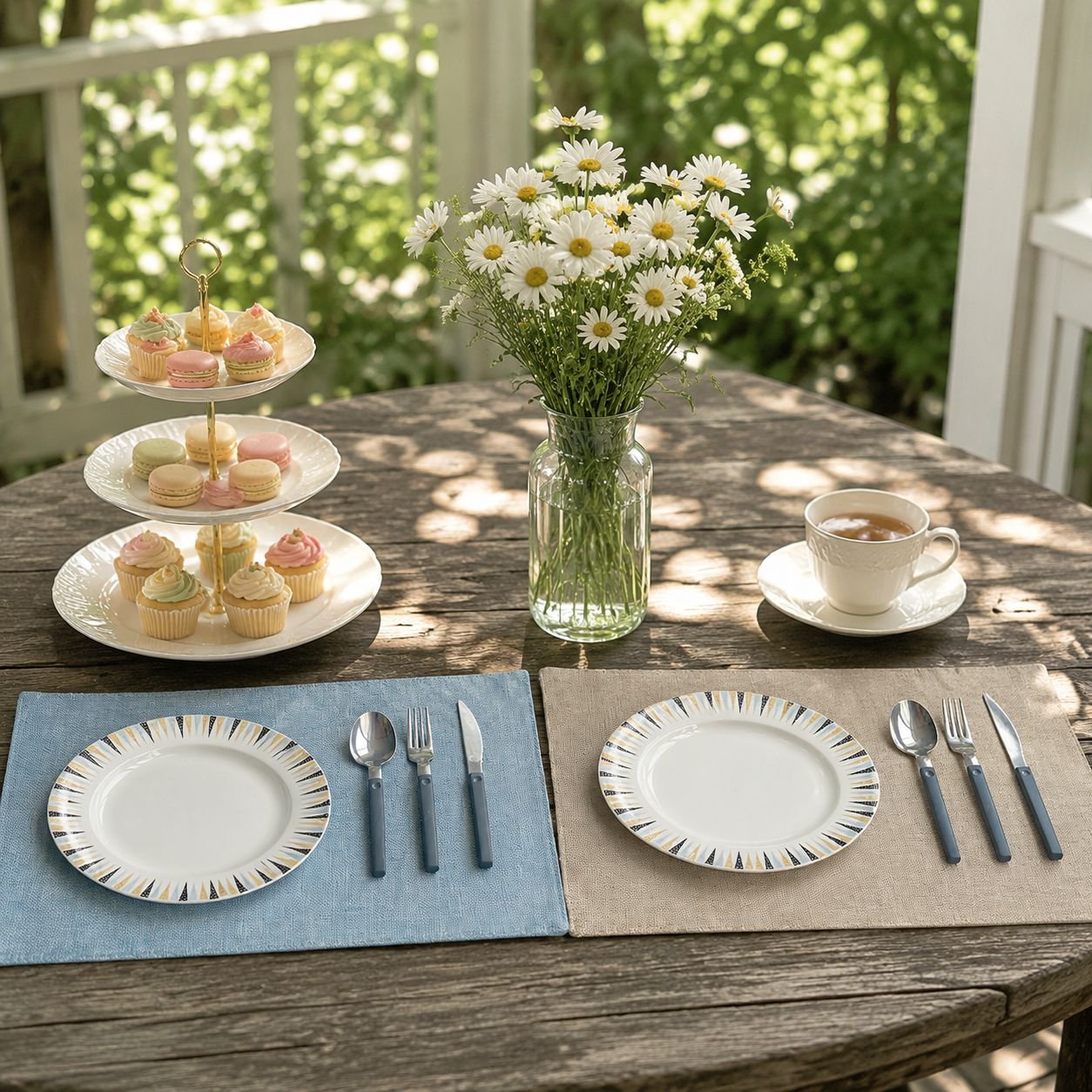 Detail view of imitation linen texture on placemat