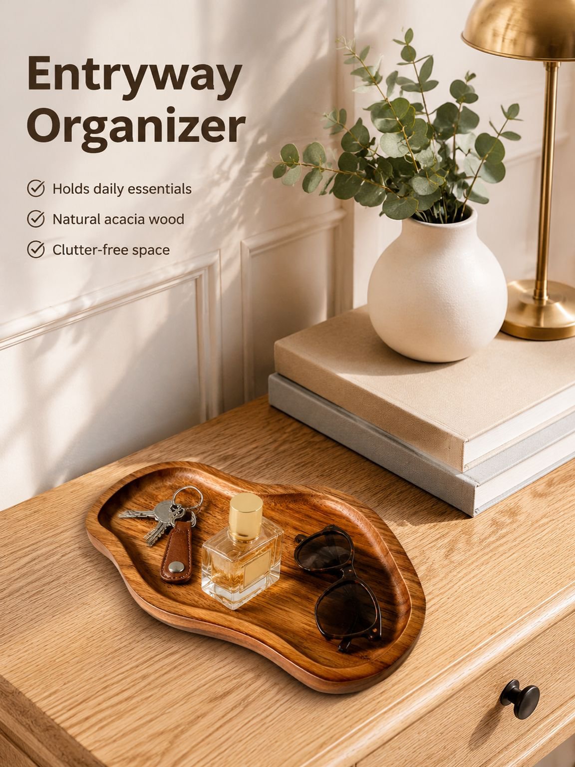 Acacia Wood Peanut-shaped Tray, Japanese Style Wooden Coffee & Tea Dessert Fruit Bread Tray