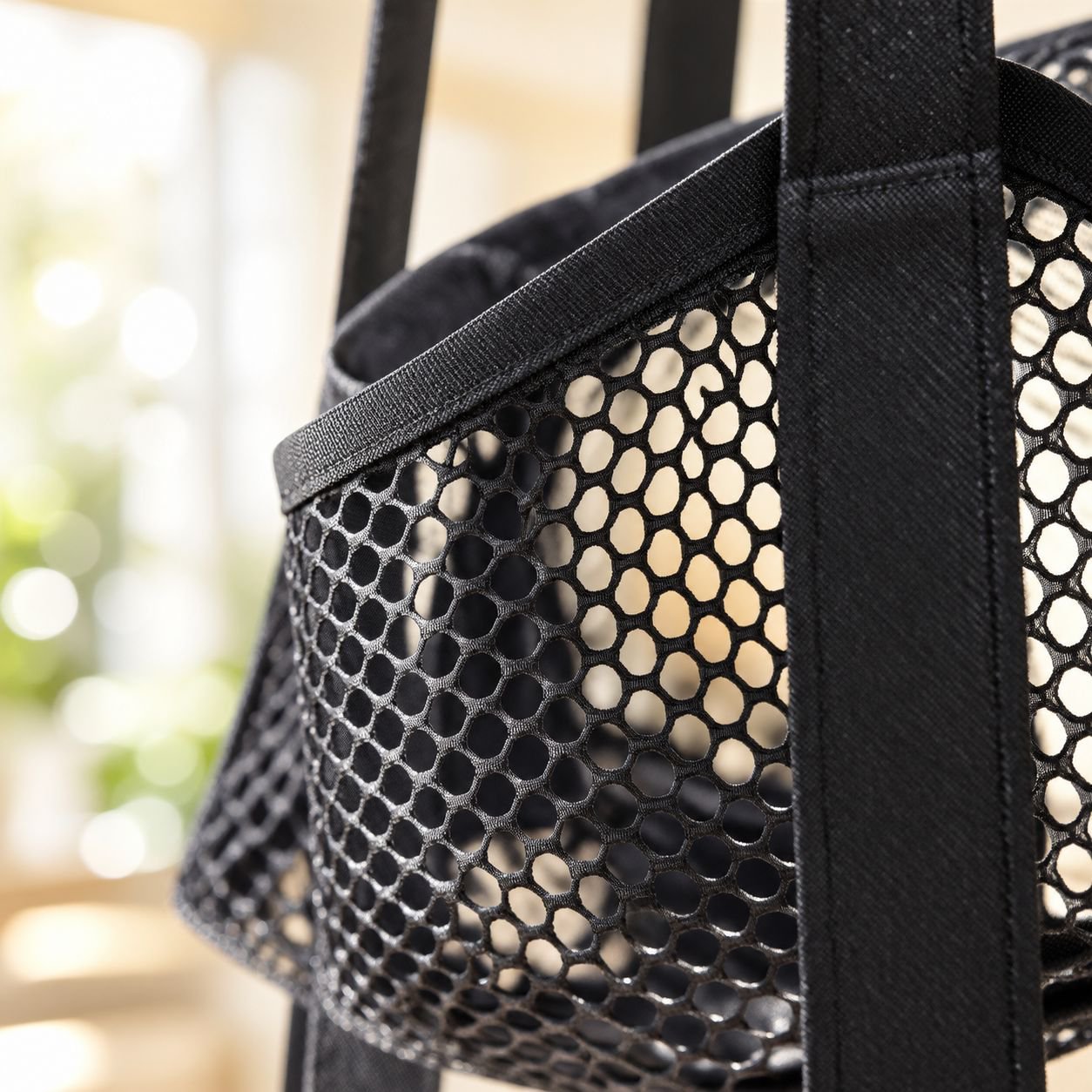 Multi-layer mesh hanging shelf for basketball and soccer ball storage