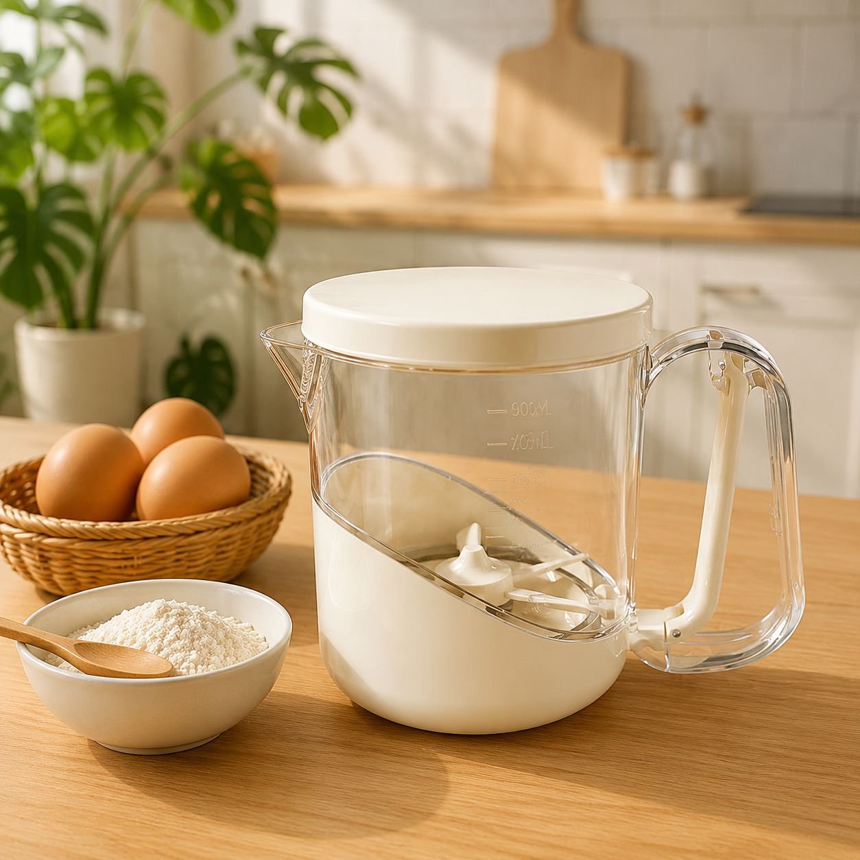 Household Multi-Purpose Semi-Automatic Egg Beater Cream Whisking Dough Mixing Cup