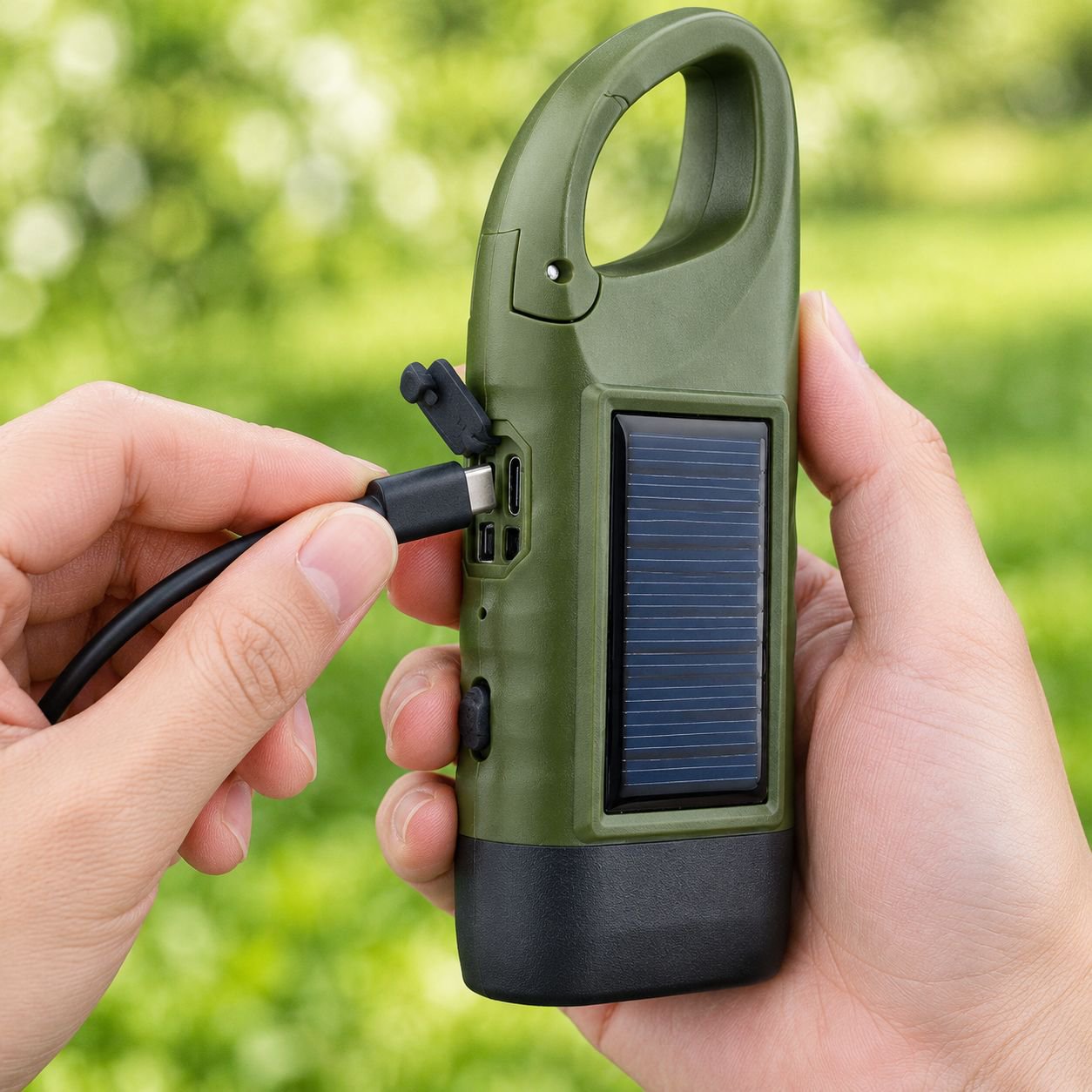 Hand crank rechargeable flashlight for camping