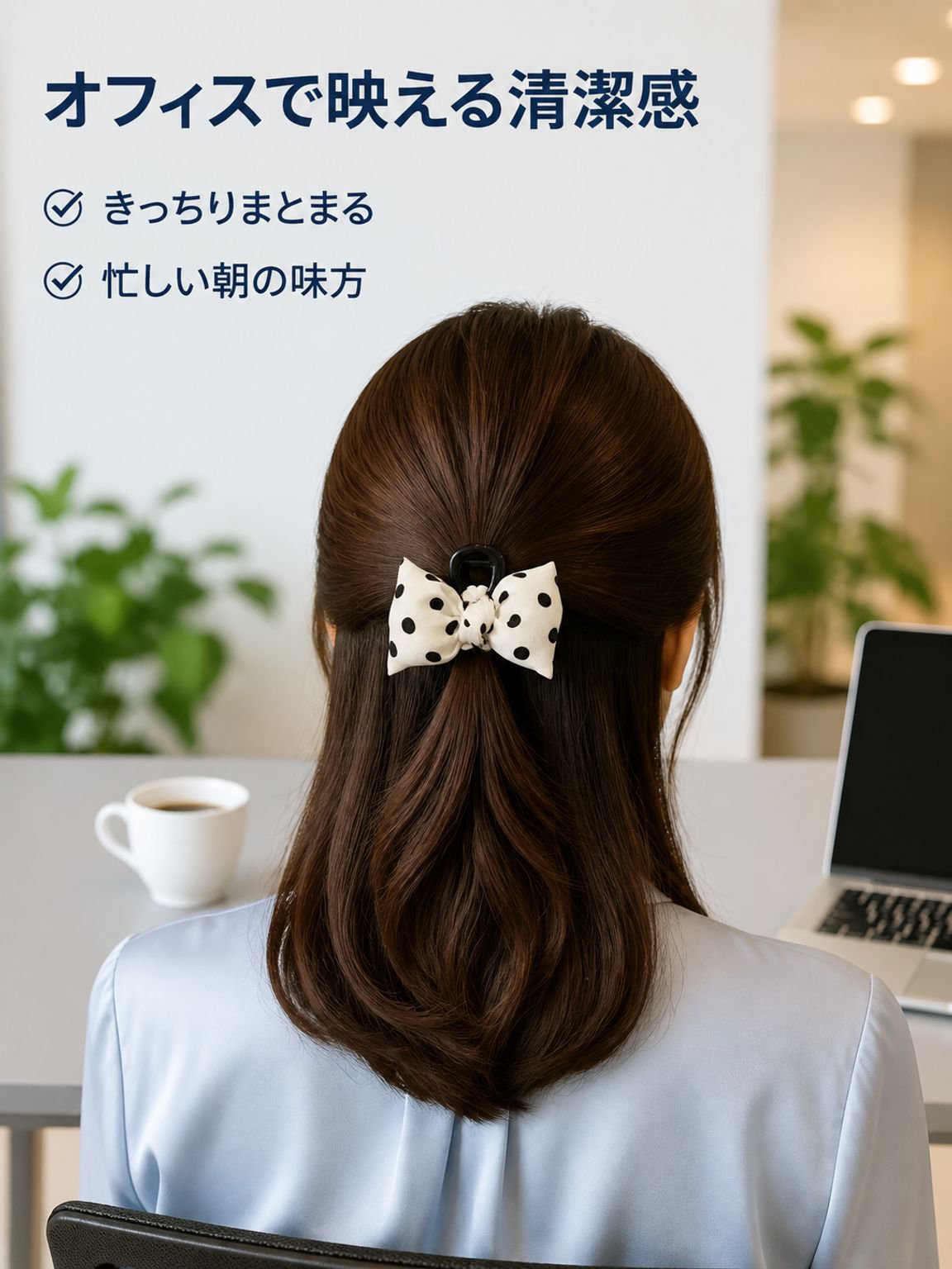 上品な水玉リボンヘアクリップ