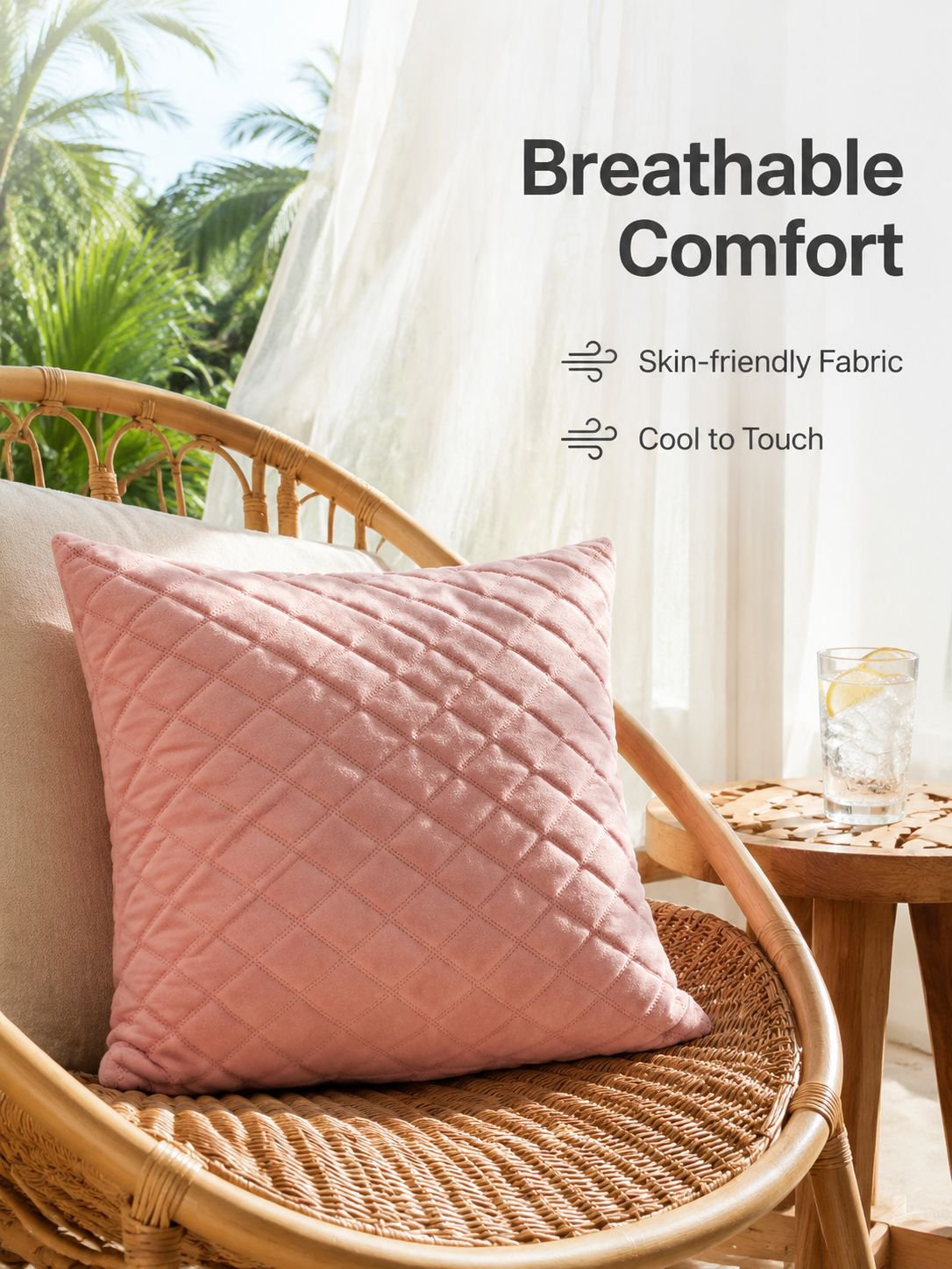 Plain quilted throw pillow
