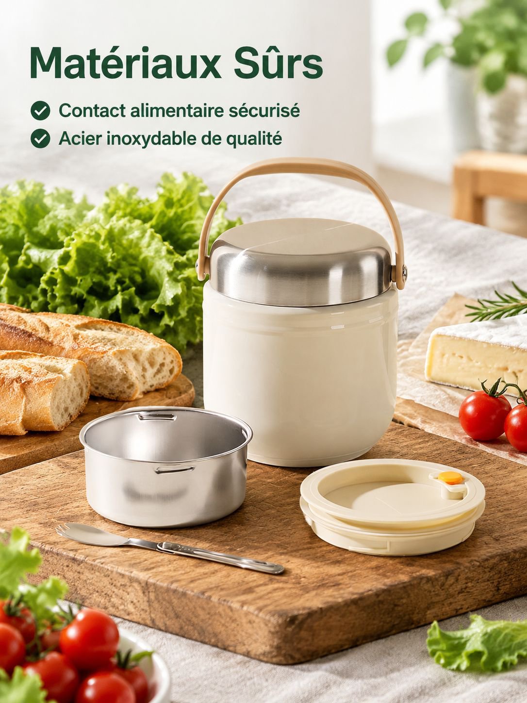 Thermos alimentaire bento portable pour repas chaud ou froid