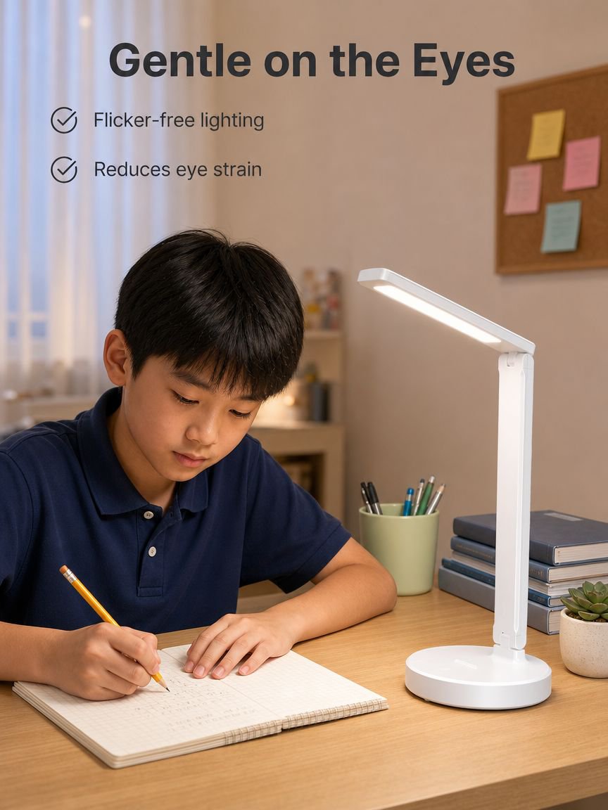 Folding eye-protection desk lamp