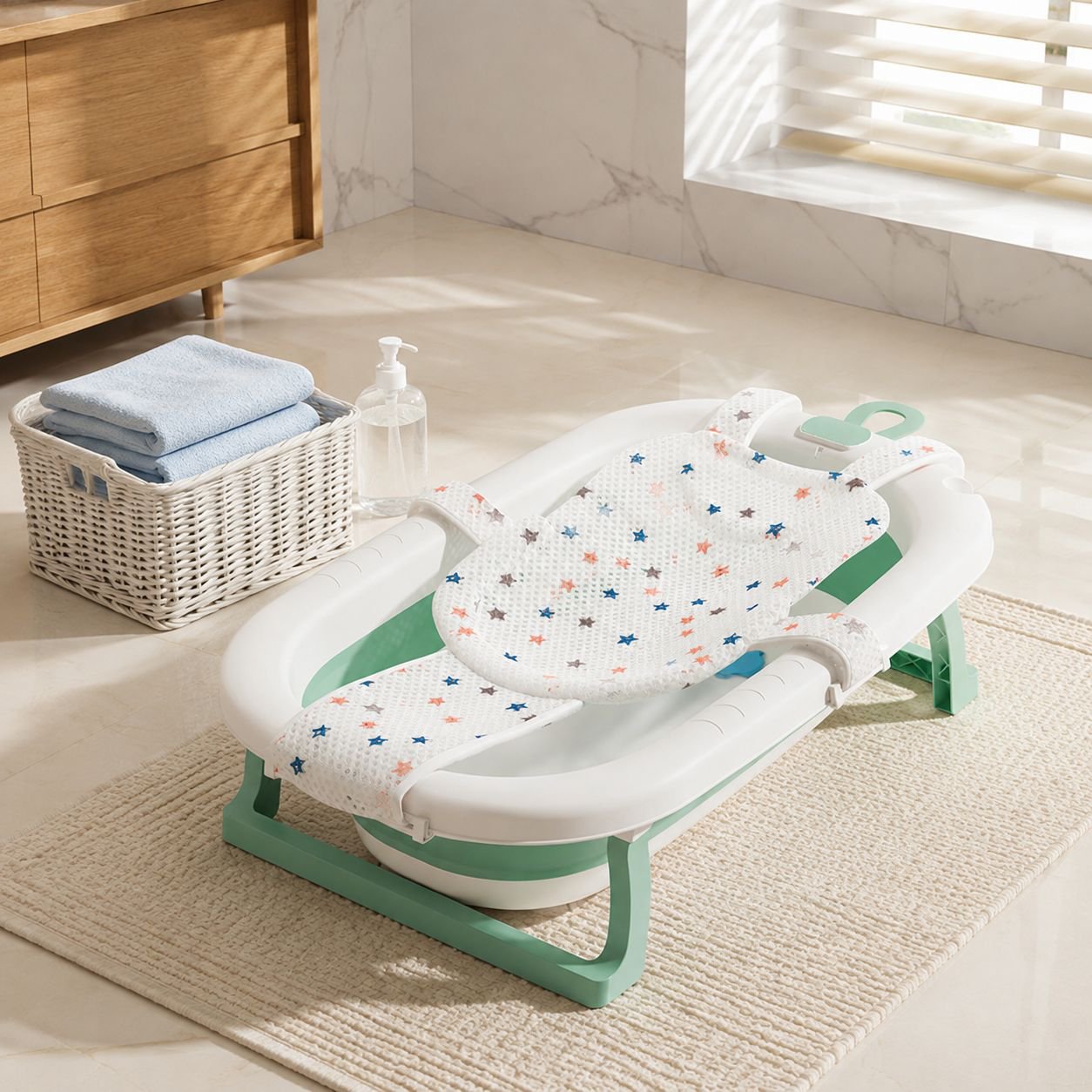 Foldable Baby Bath Tub, Large Infant Bathtub for Home Use
