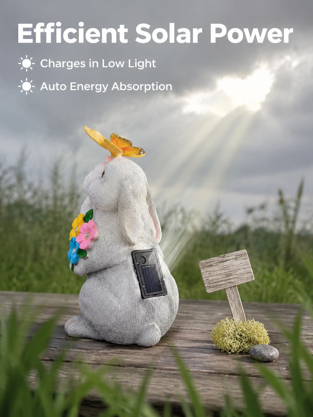 Outdoor Garden Solar Resin Glowing Rabbit Ornament