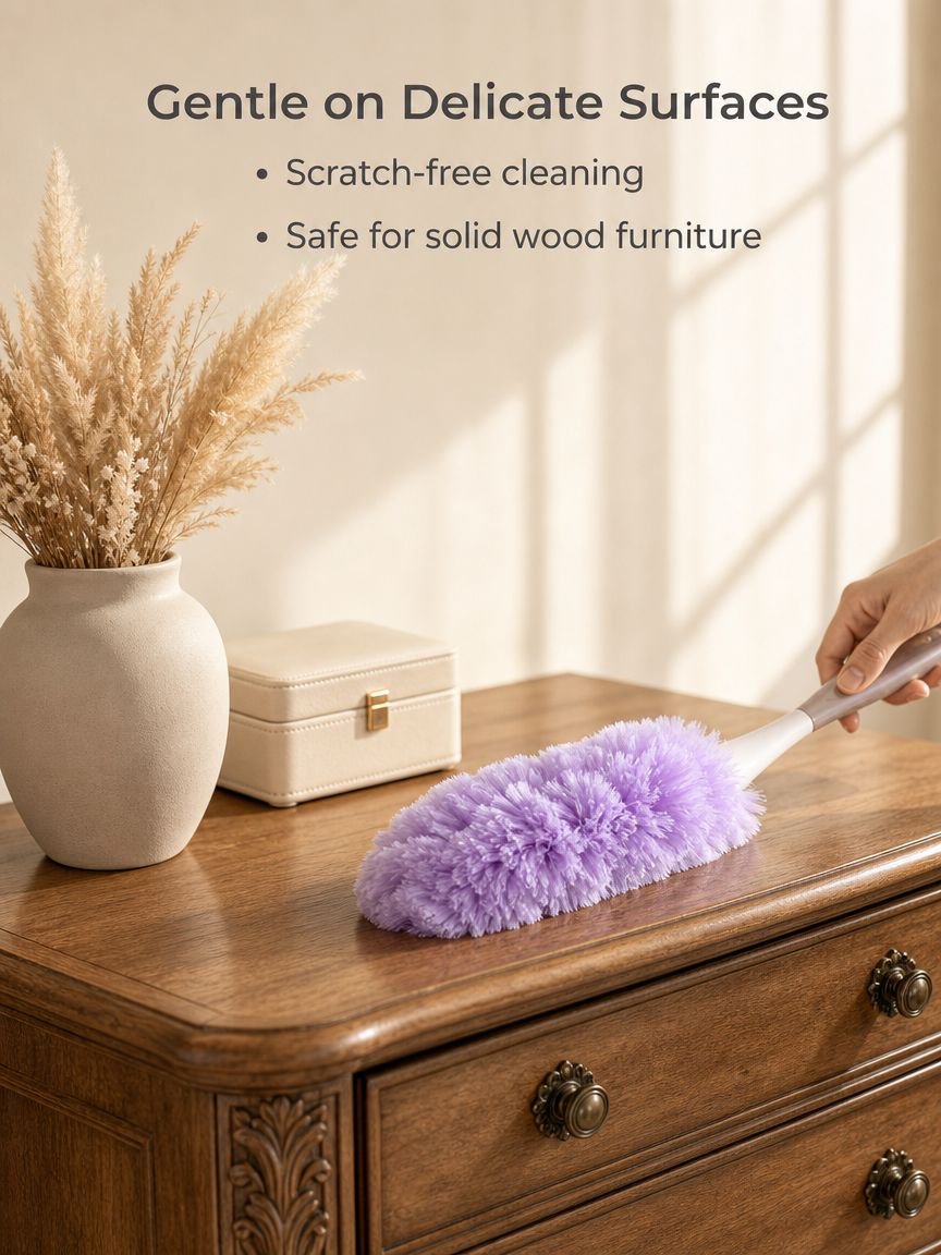 Electrostatic duster cleaning window blinds