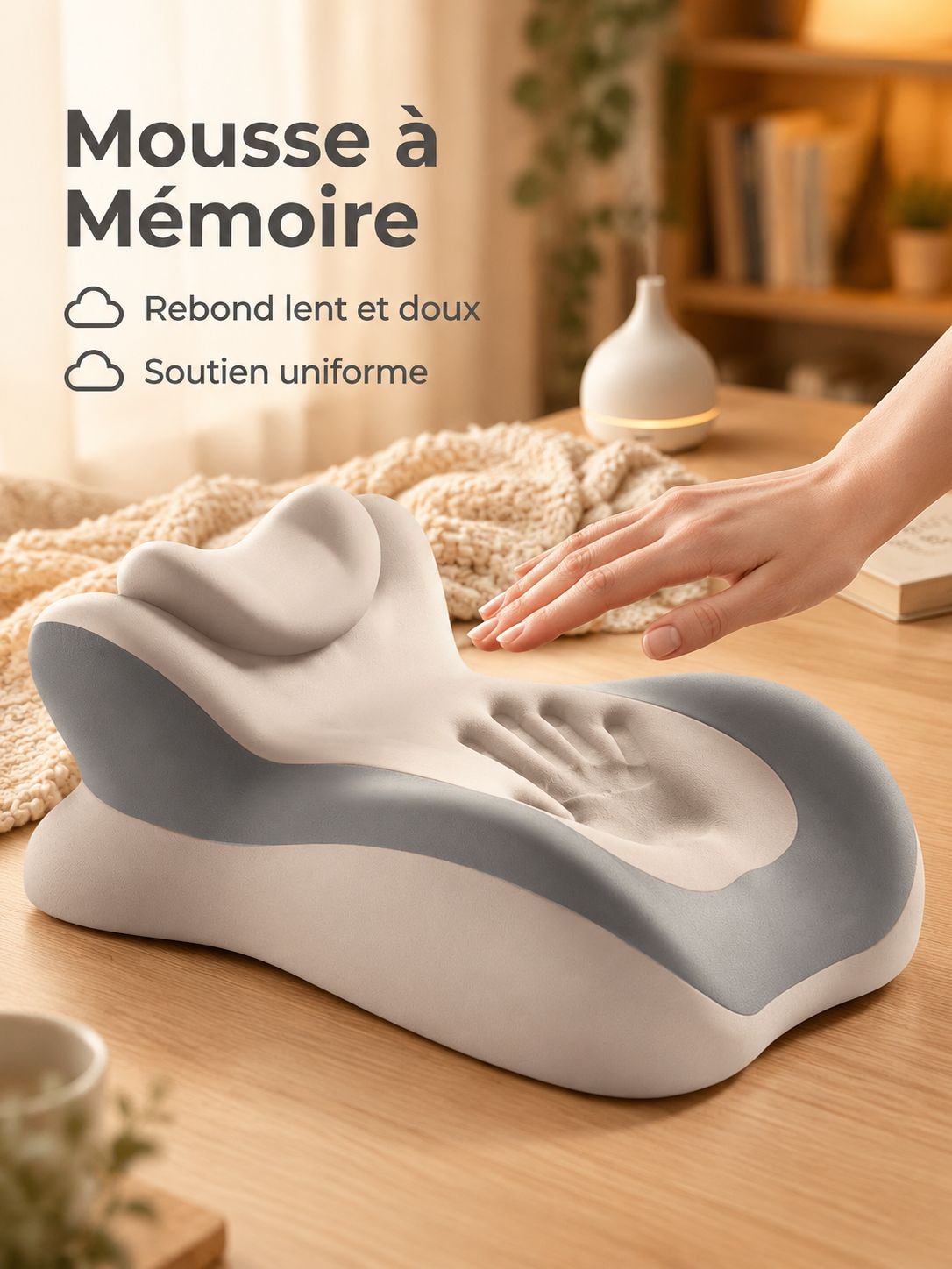 Almohada reposacabezas de espuma viscoelástica para dormir boca abajo, almohada para aliviar la pres