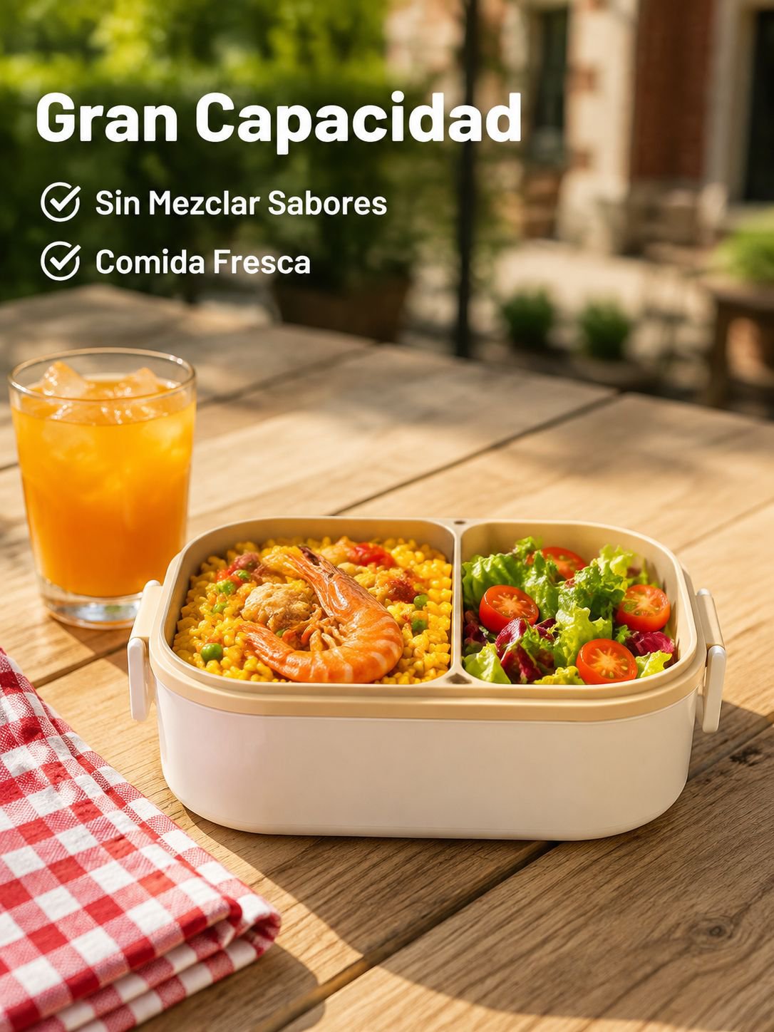 Caja bento de acero inoxidable de gran capacidad con divisores para estudiantes y oficinistas
