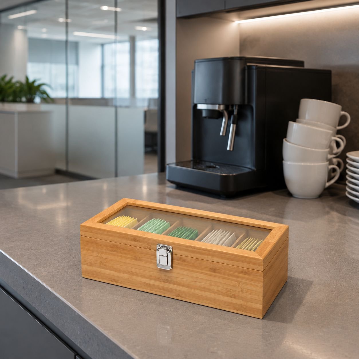 Partition rack organizer for tea and coffee