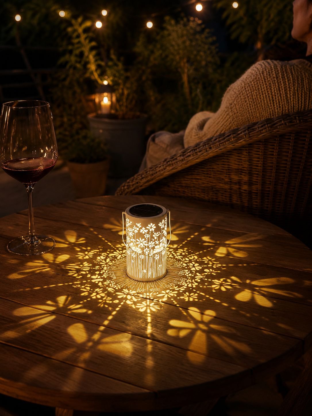 Outdoor decorative solar dragonfly light glowing in the dark