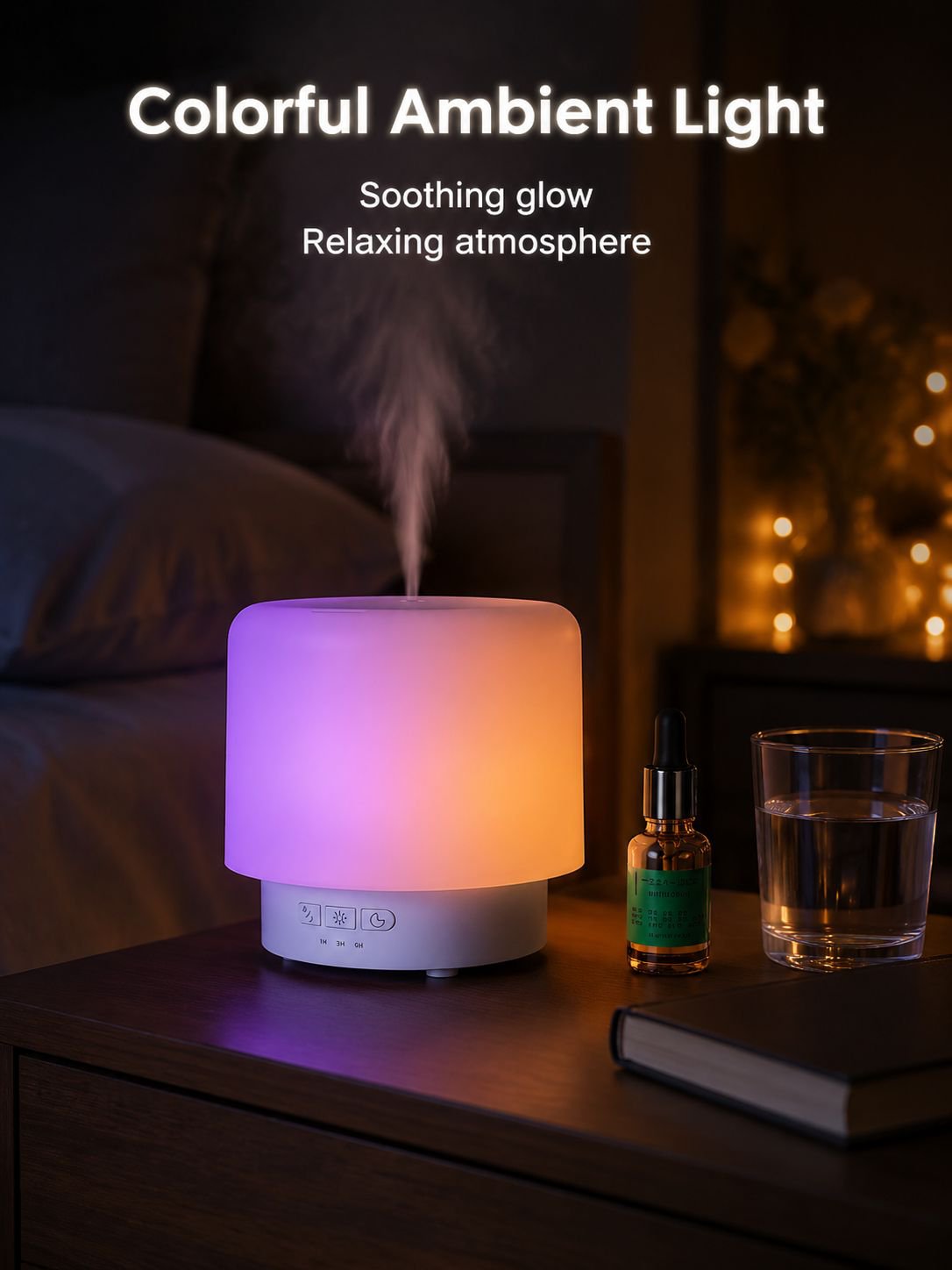 USB Desktop Aroma Humidifier with 360° Rotation and Colorful Ambient Light