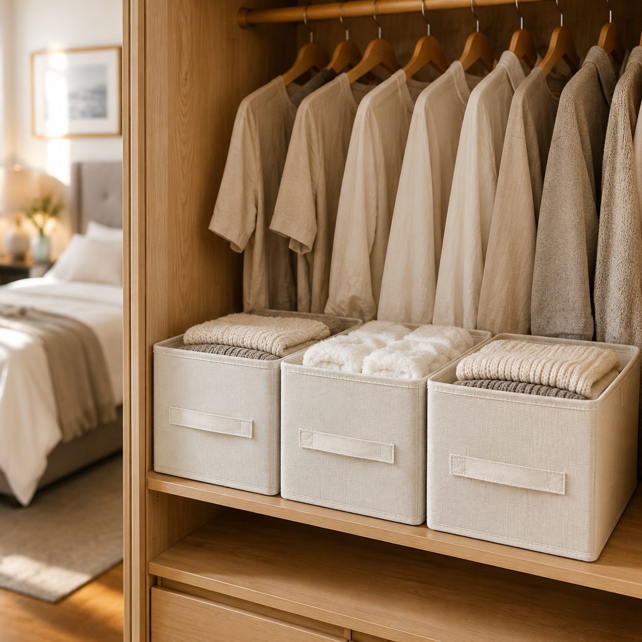 Cotton and Linen Material Clothes Organizer Box