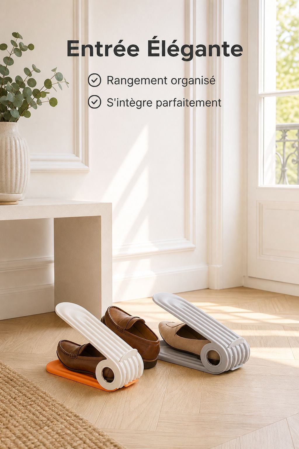 Étagère à chaussures double pliable, réglable et gain de place à plusieurs niveaux
