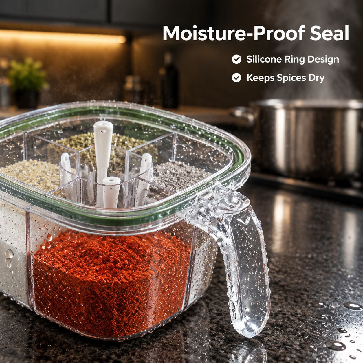 Multi-Grid Clear Seasoning Box Multi-Compartment Kitchen Spice Storage Container