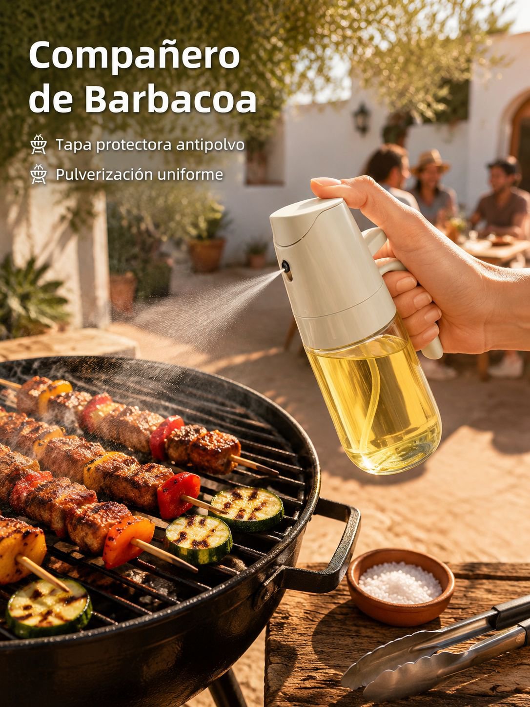 Botella de aceite con atomizador para cocina