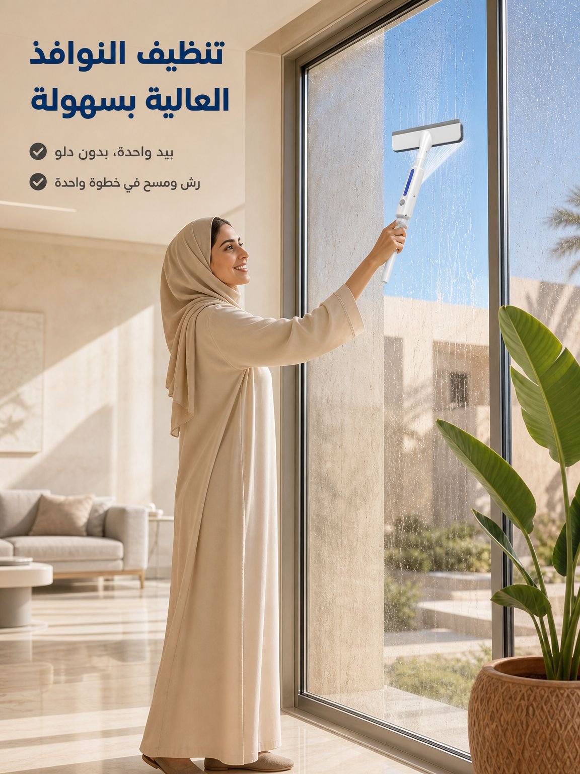 ممسحة زجاج قابلة للتمدد مع رذاذ وشريط كشط مزدوج 