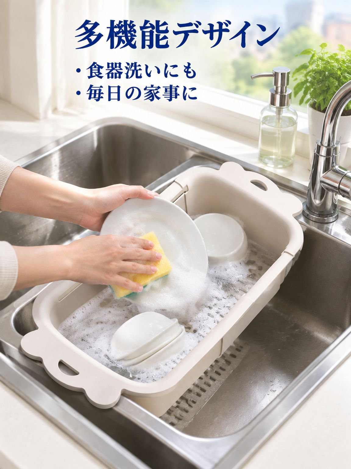 食品グレードドーパミン伸縮洗い桶・多機能キッチン野菜水切りバスケット