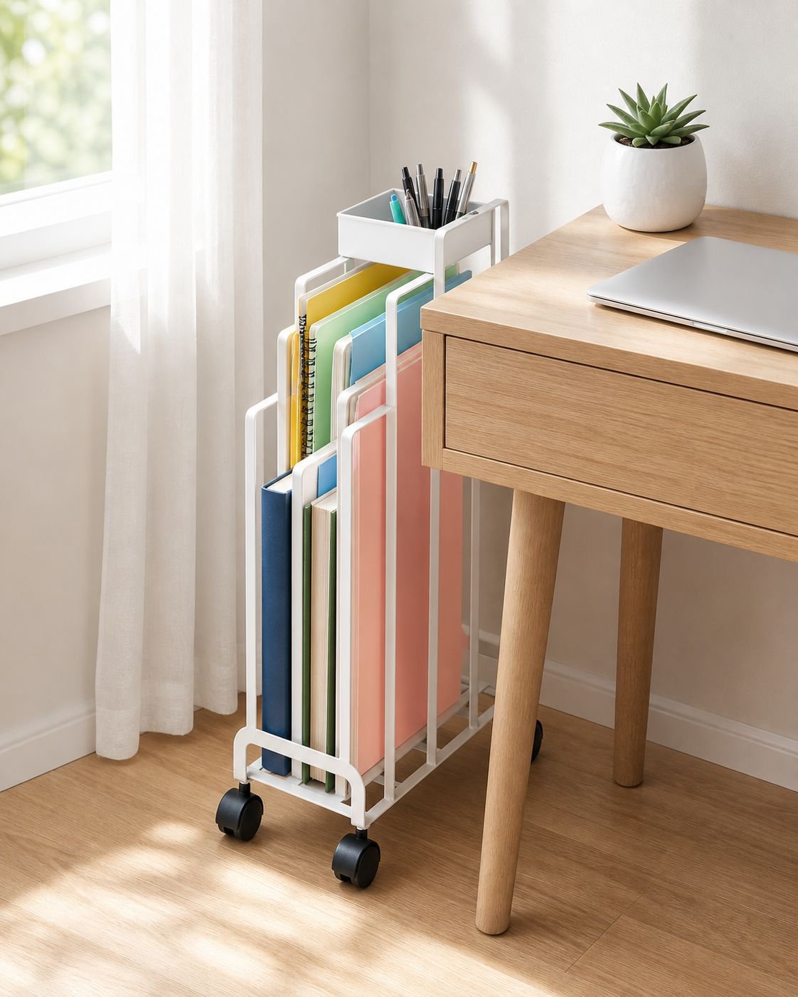 Adjustable cardboard rack used in classroom setting