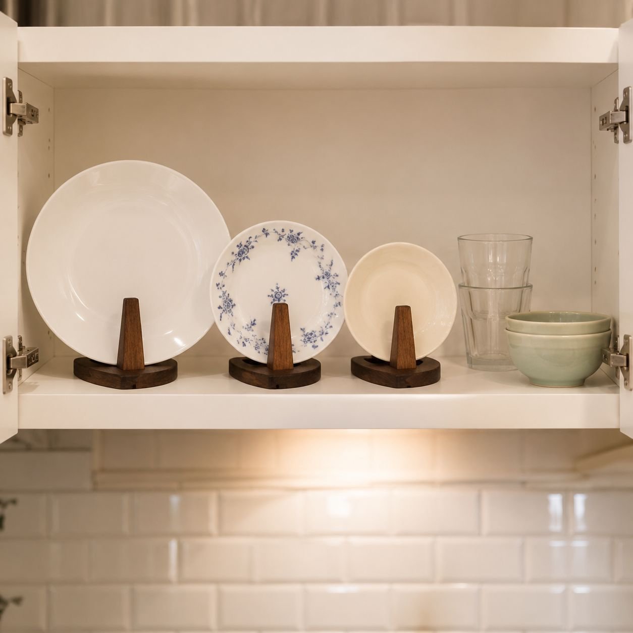 Modern kitchen with bamboo storage rack