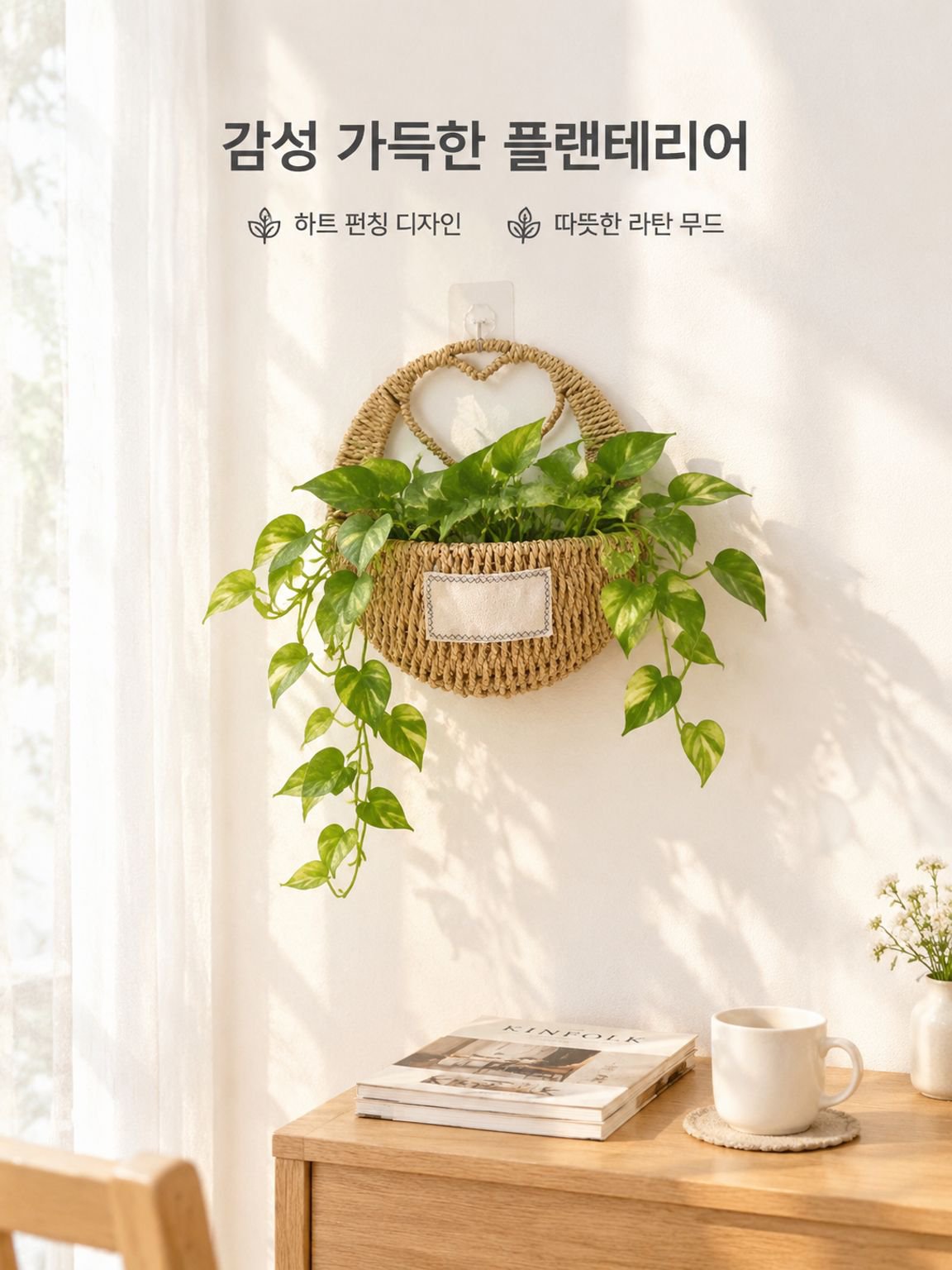포토스 및 관엽식물용 벽걸이형 화분