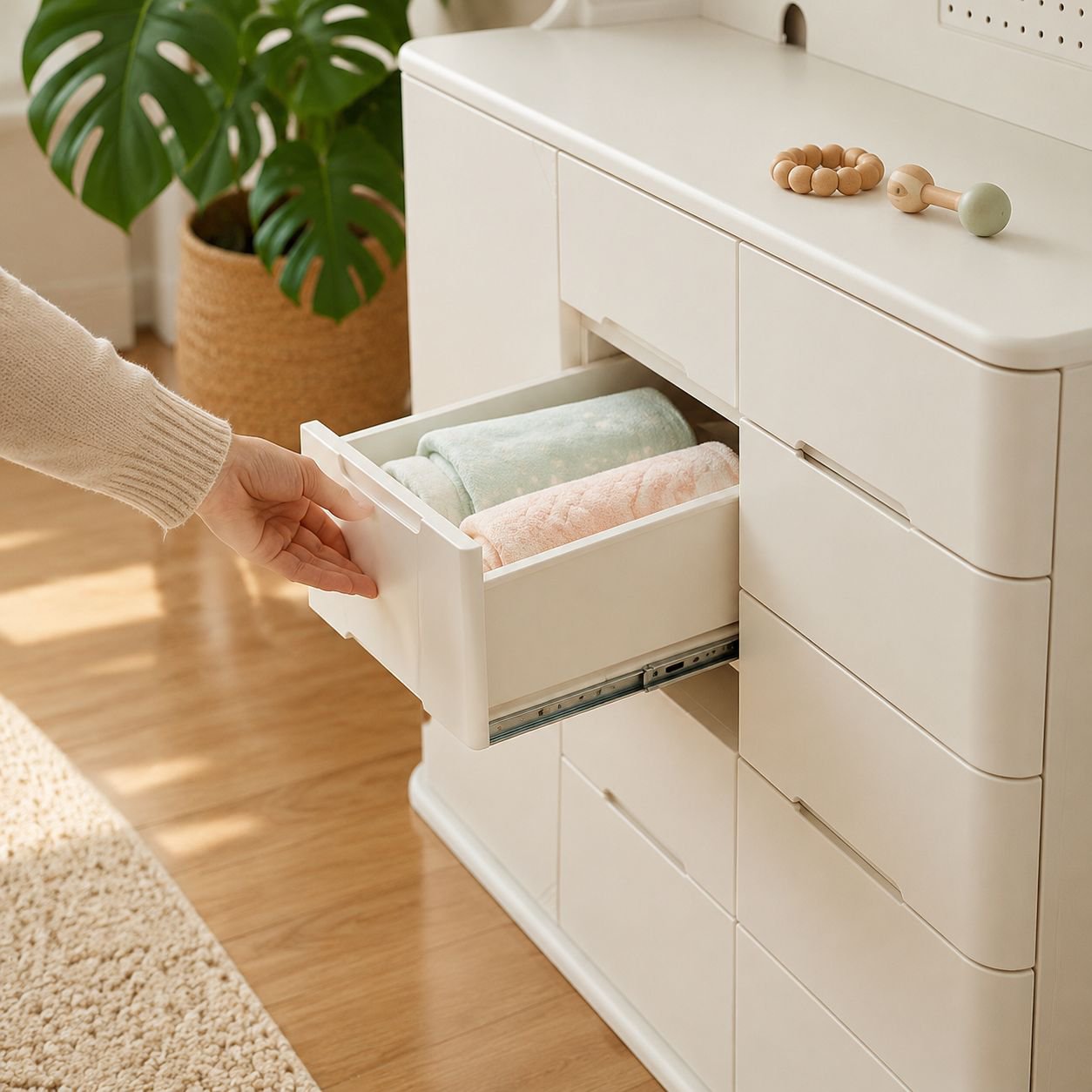 Gabinete organizador de suelo para habitación de bebés