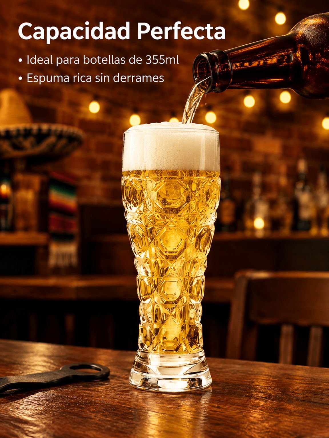 Copa de vidrio resistente para degustar cerveza artesanal