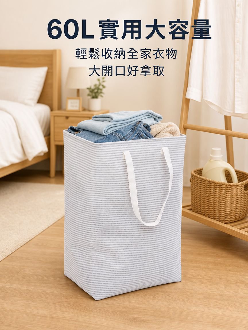 條紋折疊髒衣簍收納袋