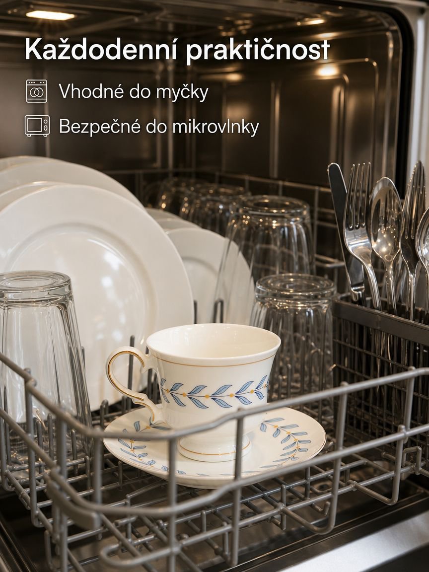 Sada keramických šálků ve svěžím stylu
