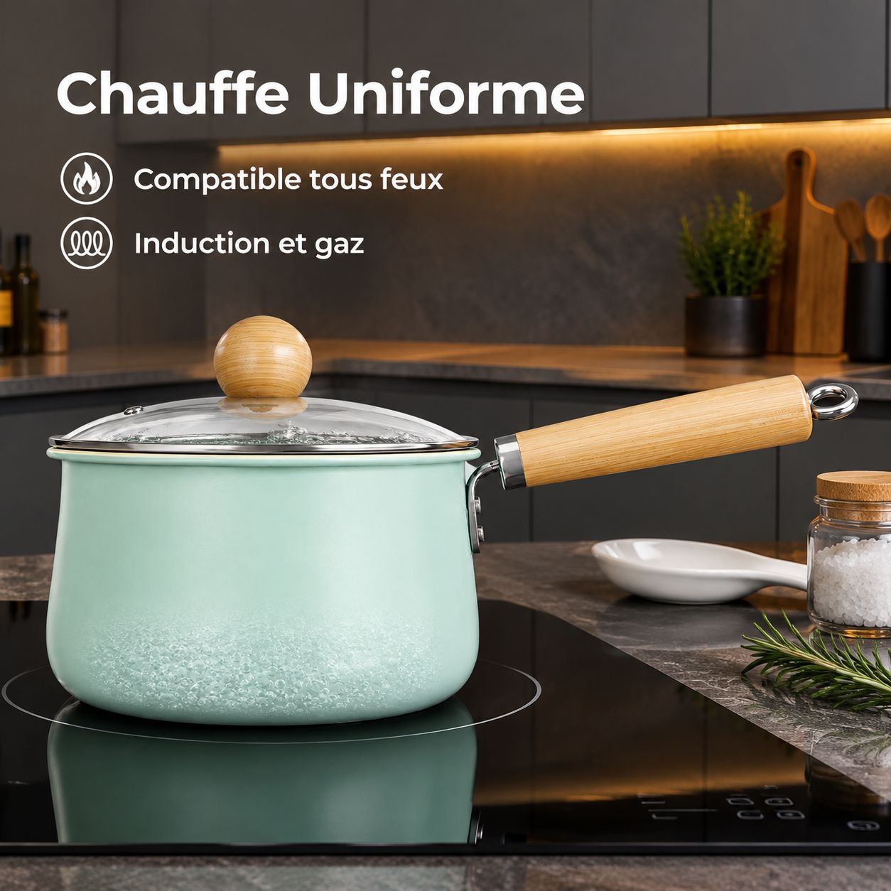 Casserole Yukihira Céramique Antiadhésive Bleu sans Fluor Tous Feux