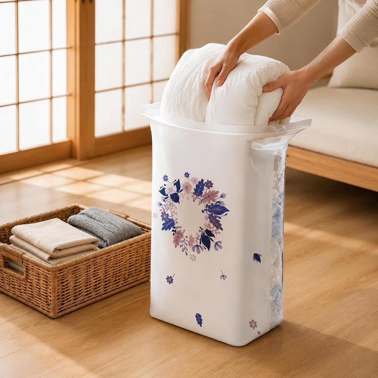 抗菌縦型真空圧縮バッグの全体イメージ