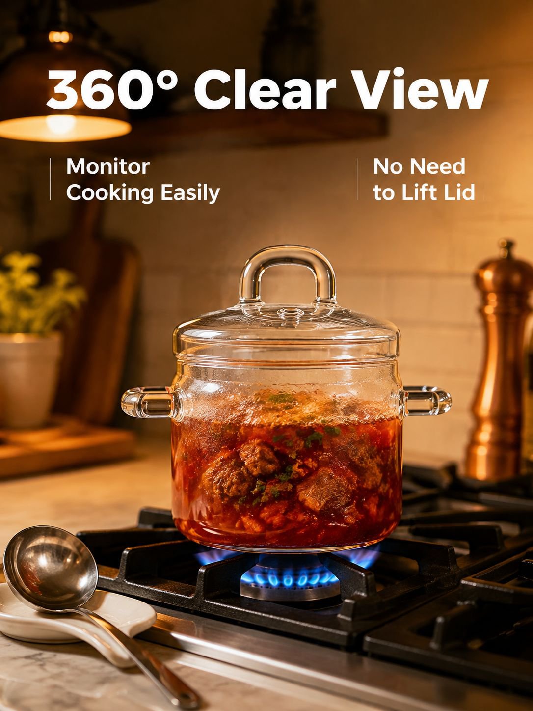 Double-eared glass soup pot