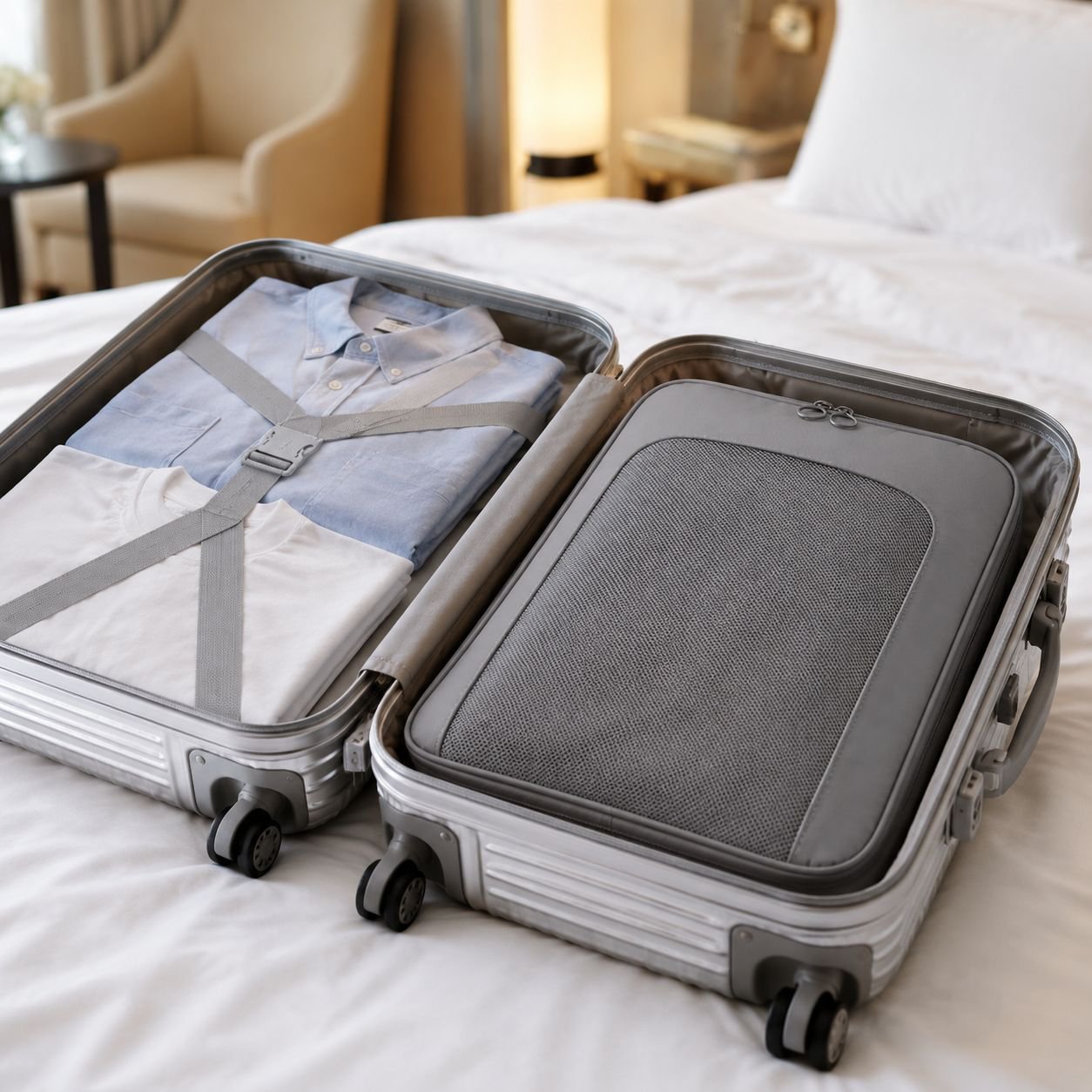 Portable Three-Layer Foldable Shoe Bag for Travel front view