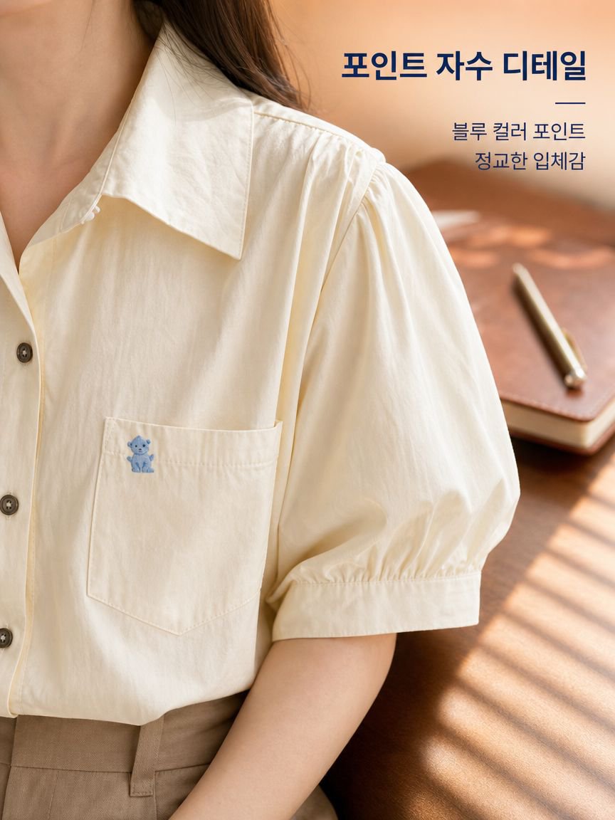 710 XY 블루 컬러 작은 사람 카라 셔츠 일본식 비즈니스 단추 반팔 상의 여성