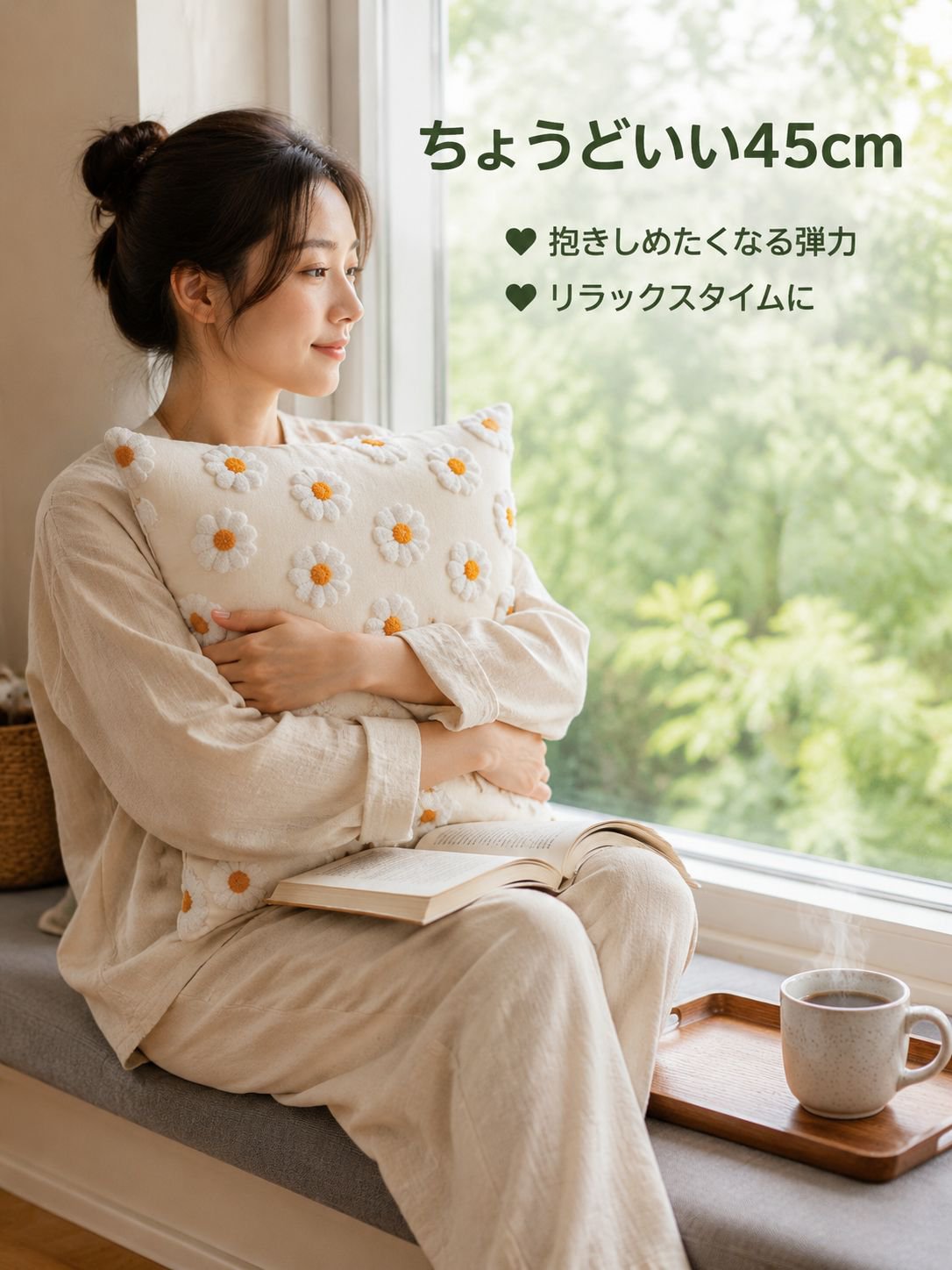 花の刺繍枕カバー