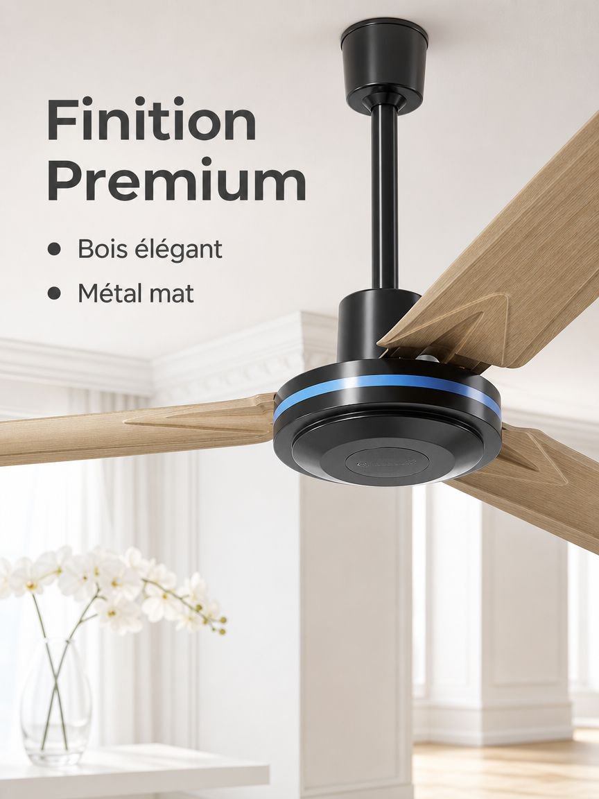 Ventilateur de plafond domestique à trois pales, silencieux et télécommandé