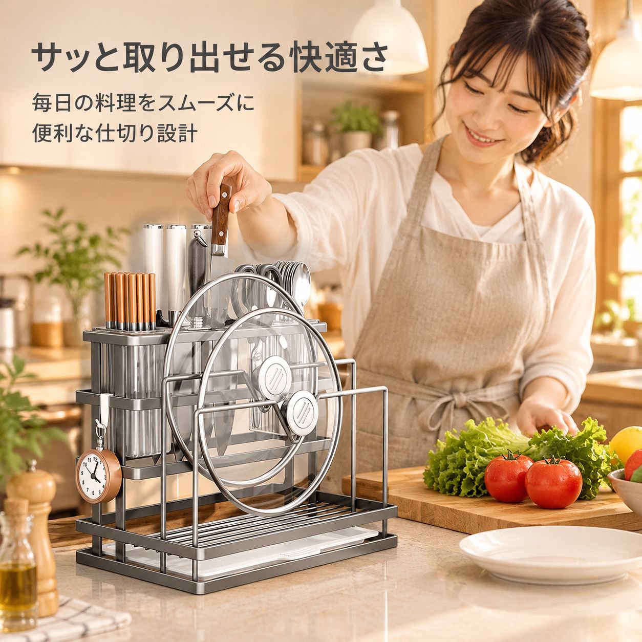 キッチンカウンター用包丁・箸ラック