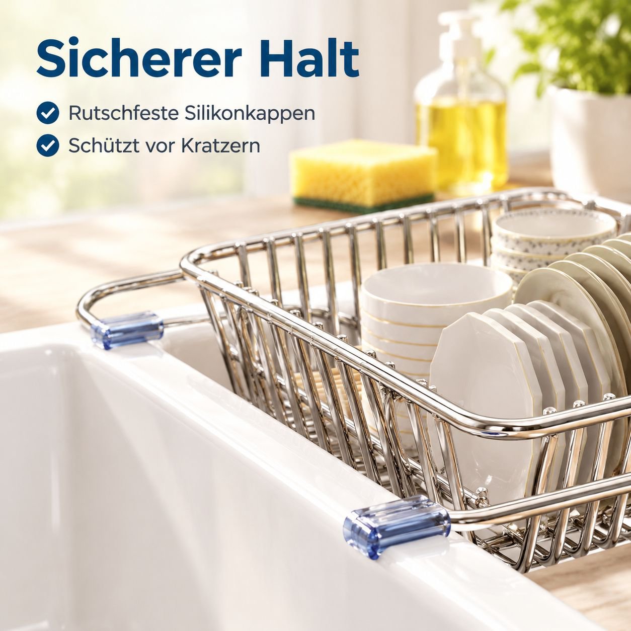 Edelstahl Abtropfkorb für Spülbecken Ausziehbar Geschirrständer Küchenregal