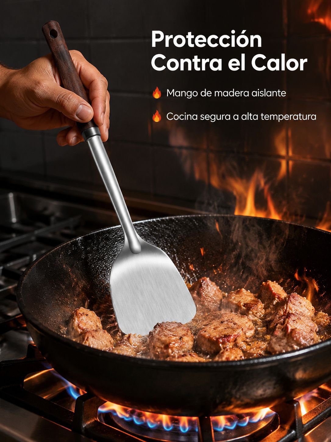 Espátula para cocinar carne y vegetales