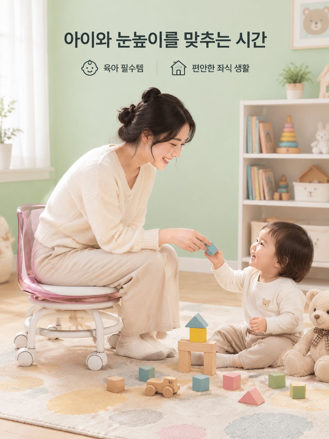 투명한 아크릴 전방향 바퀴 잡안용 작은 의자