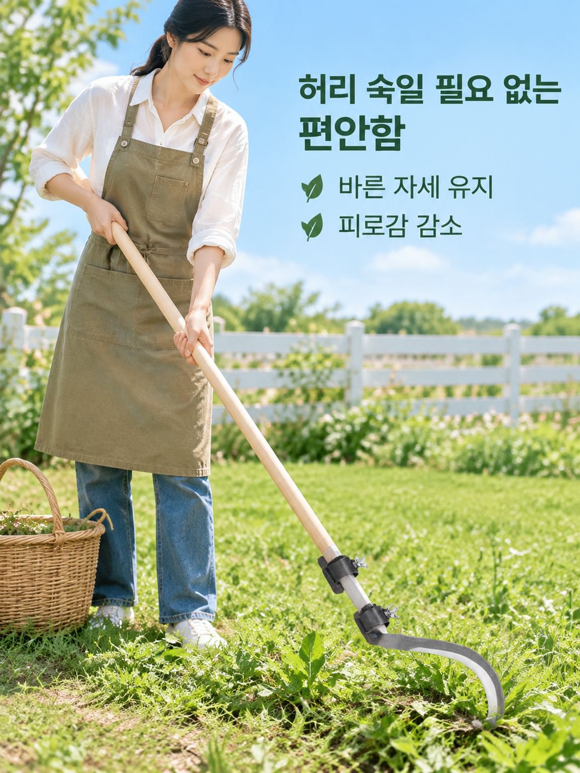 긴 손잡이 제초 낫 필수 철물 공구 대권 망간강 예초 낫