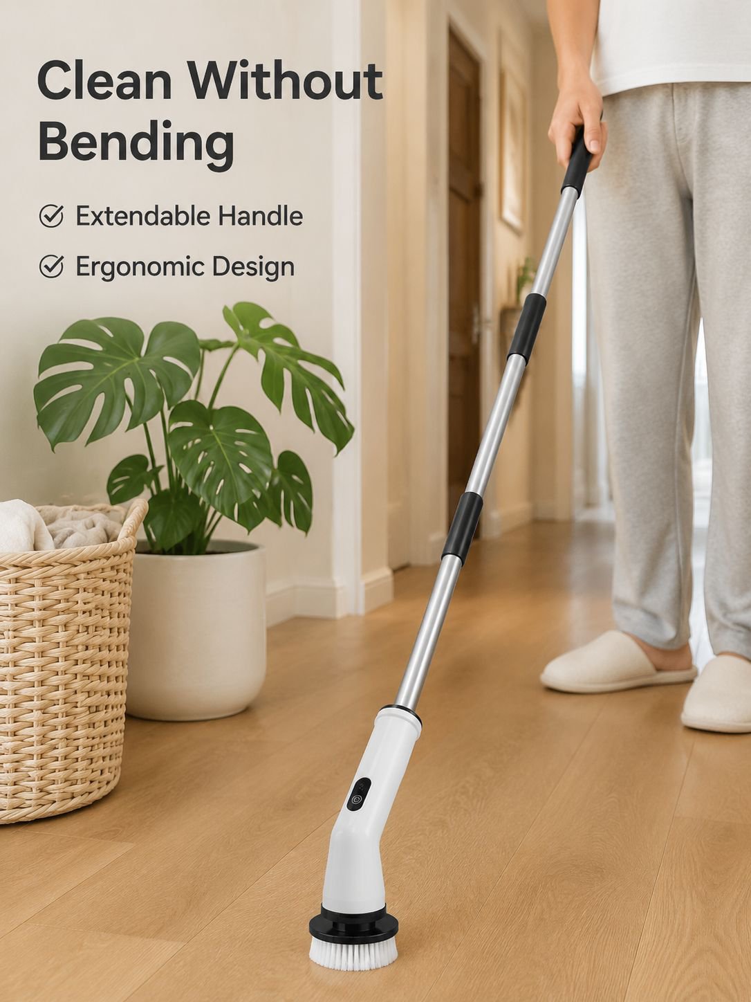 Multi-functional Electric Cleaning Brush Set, Adjustable Length, 9-in-1 Detachable for Bathroom