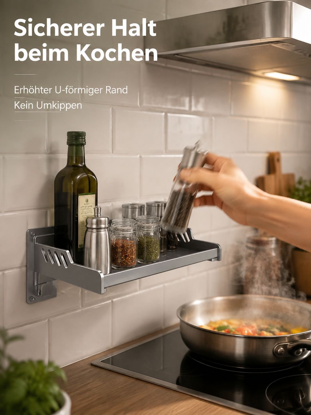 Gewürzregal zur platzsparenden Wandmontage ohne Bohren