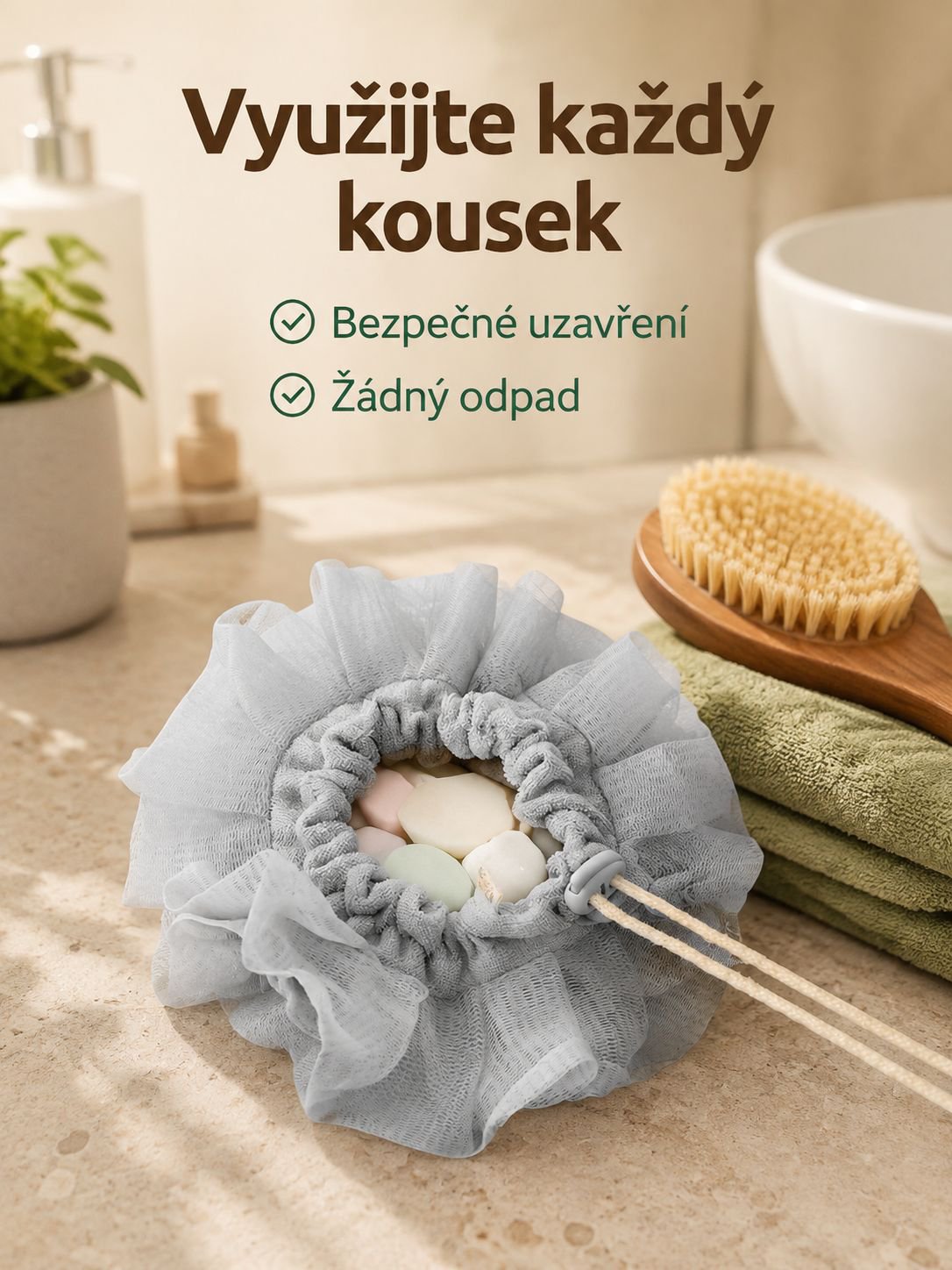 Síťka na tvorbu pěny pro relaxační koupel