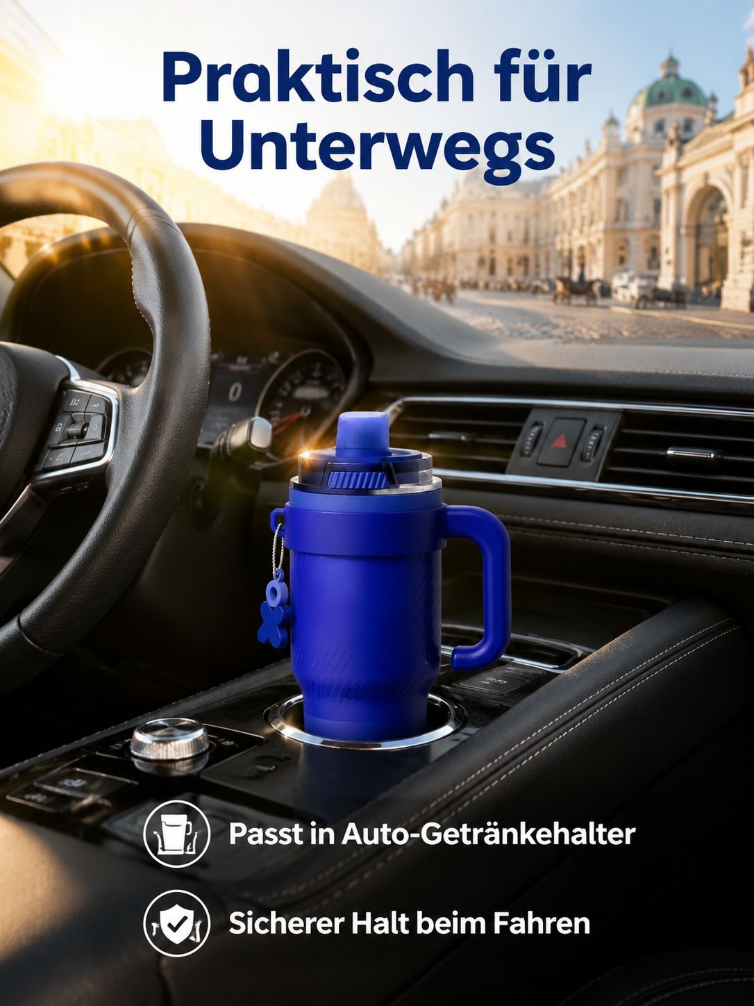 Modischer Edelstahl-Thermobecher mit Strohhalm für Heim und Büro